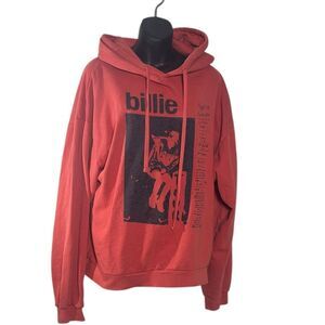 Billie eilish happier than ever unisex xl tour 2022 red orange graphic hoodie
